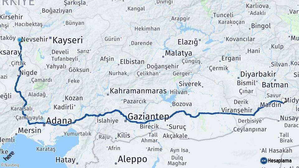 Nevşehir Midyat Mardin Arası Kaç Km - Yol Haritası