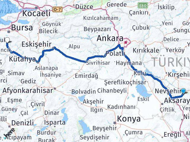 Nevşehir Orhaneli Bursa Arası Kaç Km - Yol Haritası