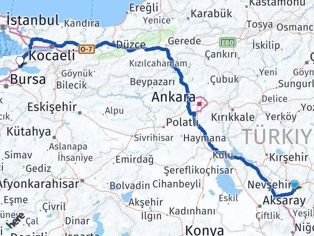 Nevşehir Orhangazi Bursa Arası Kaç Km - Yol Haritası