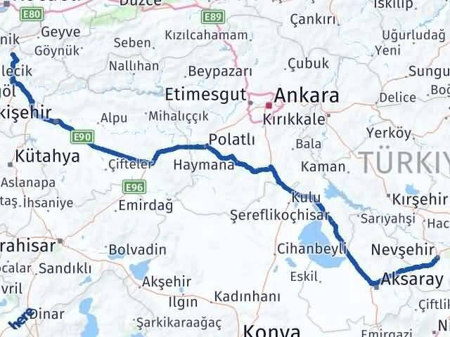 Nevşehir Osmaneli Arası Kaç Km - Yol Tarifi