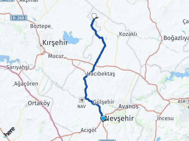 Nevşehir Özce Kozaklı Arası Kaç Km - Yol Haritası