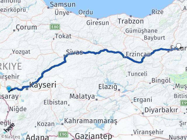 Nevşehir Pasinler Erzurum Arası Kaç Km - Yol Haritası