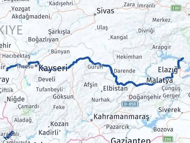 Nevşehir Pertek Tunceli Arası Kaç Km - Yol Haritası