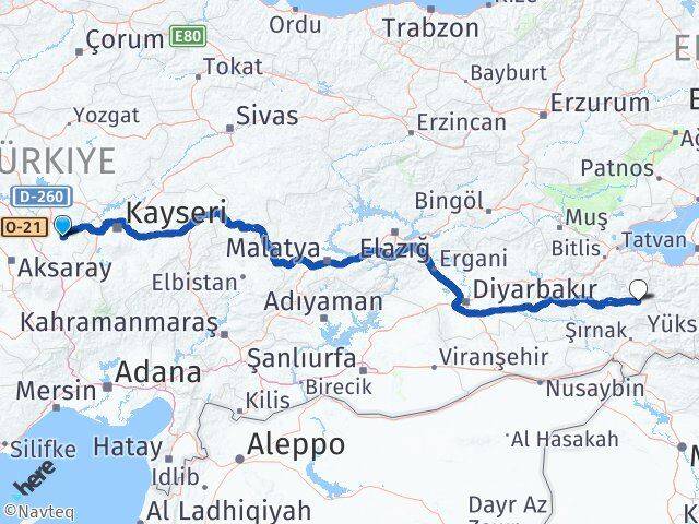 Nevşehir Pervari Siirt Arası Kaç Km - Yol Haritası