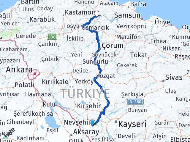 Nevşehir Saraydüzü Sinop Arası Kaç Km - Yol Haritası