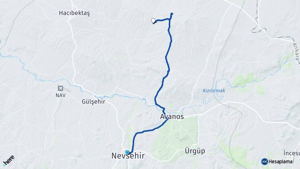 Nevşehir Sarılar Avanos Arası Kaç Km - Yol Haritası