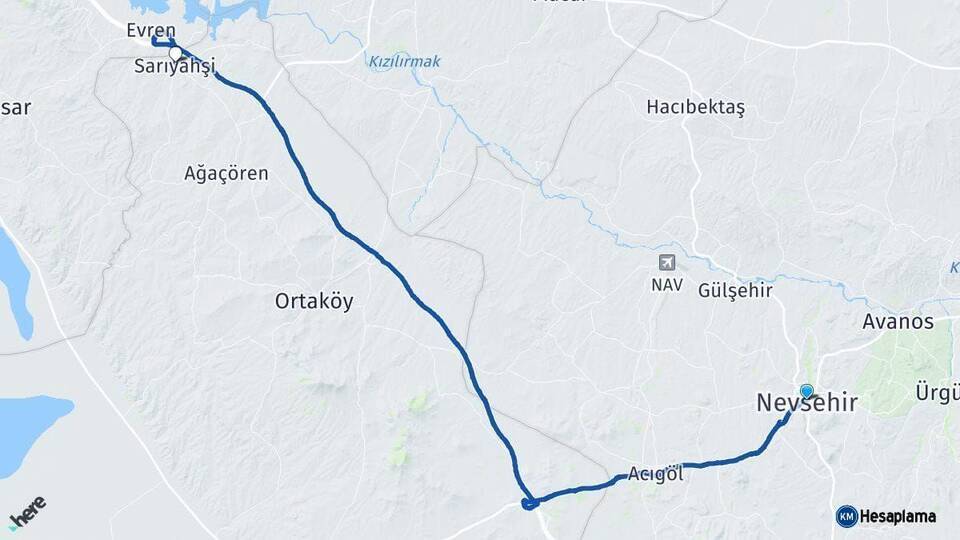 Nevşehir Sarıyahşi Arası Kaç Km - Yol Tarifi