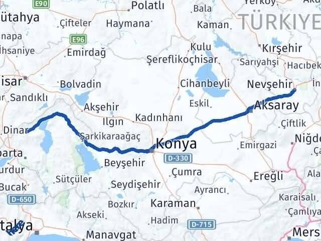 Nevşehir Senirkent Isparta Arası Kaç Km - Yol Haritası