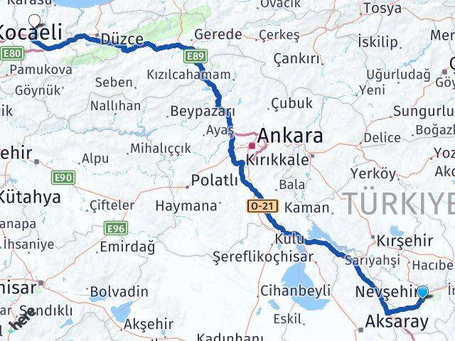 Nevşehir Söğütlü Sakarya Arası Kaç Km - Yol Haritası