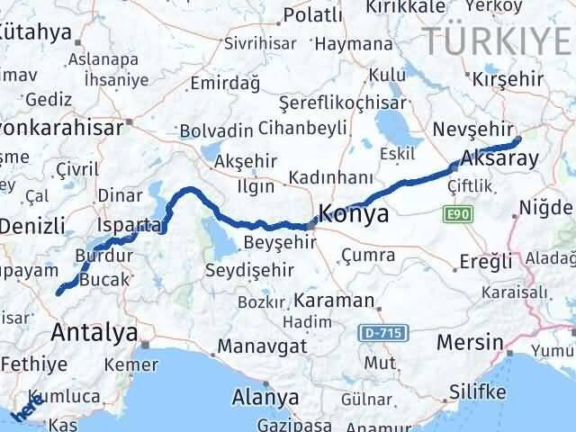 Nevşehir Tefenni Burdur Arası Kaç Km - Yol Haritası