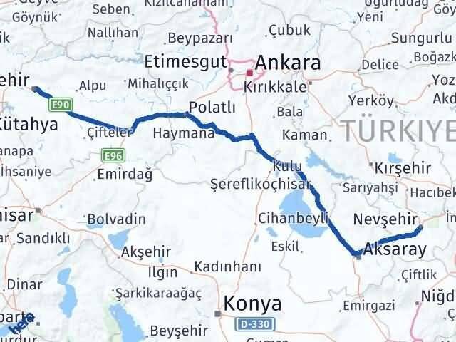 Nevşehir Tepebaşı Arası Kaç Km - Yol Tarifi
