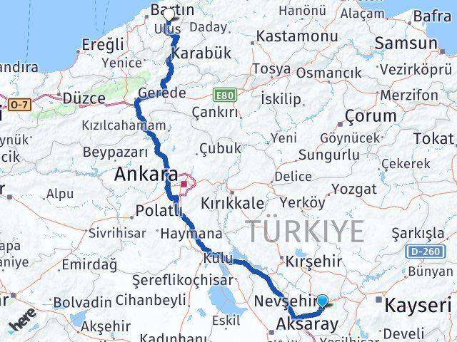 Nevşehir Ulus Bartın Arası Kaç Km - Yol Haritası