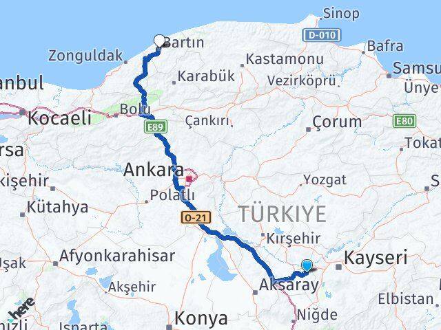 Nevşehir Ürgüp Bartın Arası Kaç Km - Yol Haritası