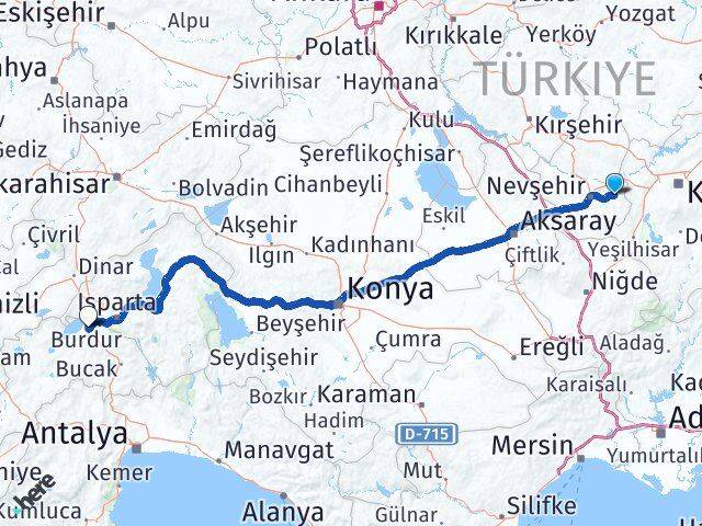 Nevşehir Ürgüp Burdur Arası Kaç Km - Yol Haritası