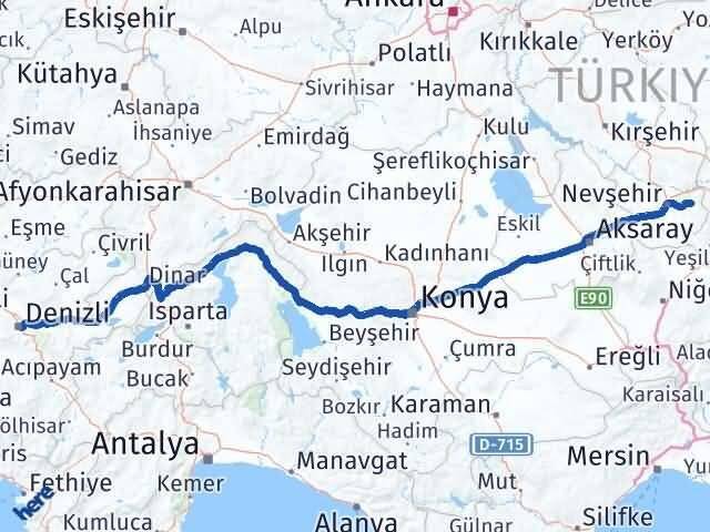 Nevşehir Ürgüp Denizli Arası Kaç Km - Yol Haritası