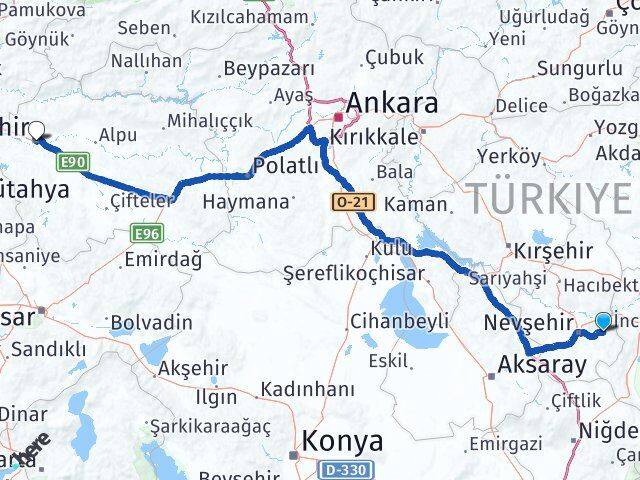 Nevşehir Ürgüp Eskişehir Arası Kaç Km - Yol Haritası