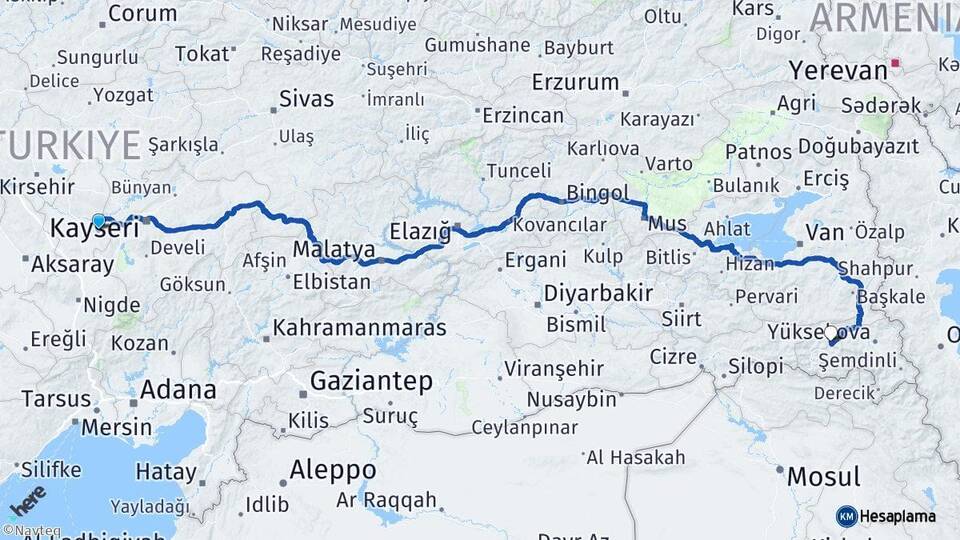Nevşehir Ürgüp Hakkari Arası Kaç Km - Yol Haritası