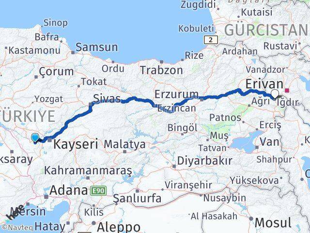 Nevşehir Ürgüp Iğdır Arası Kaç Km - Yol Haritası