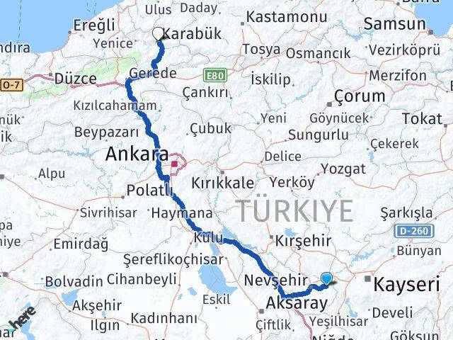 Nevşehir Ürgüp Karabük Arası Kaç Km - Yol Haritası