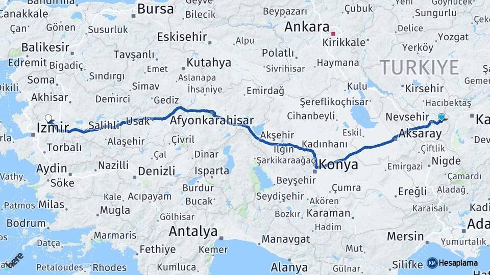 Nevşehir Ürgüp Manisa Arası Kaç Km - Yol Haritası