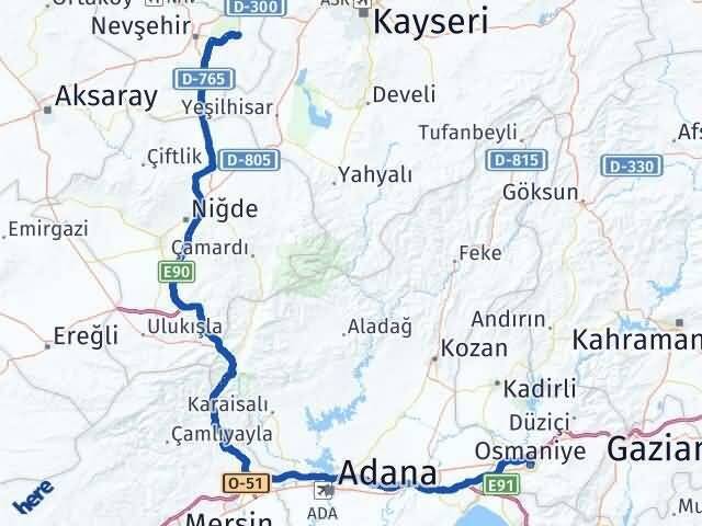 Nevşehir Ürgüp Osmaniye Arası Kaç Km - Yol Haritası