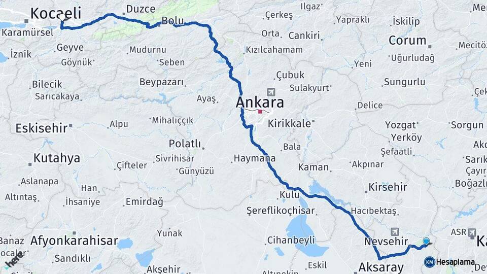 Nevşehir Ürgüp Sakarya Arası Kaç Km - Yol Haritası