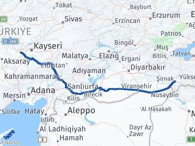 Nevşehir Ürgüp Şırnak Arası Kaç Km - Yol Haritası