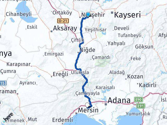 Nevşehir Ürgüp Tarsus Mersin Arası Kaç Km - Yol Haritası