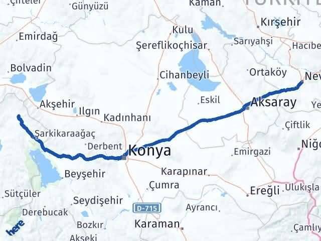 Nevşehir Yalvaç Isparta Arası Kaç Km - Yol Haritası