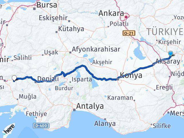 Nevşehir Yenipazar Aydın Arası Kaç Km - Yol Haritası