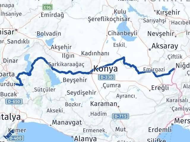 Niğde Ağlasun Burdur Arası Kaç Km - Yol Haritası