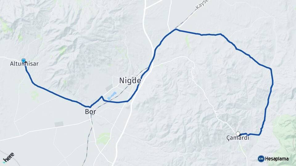Niğde Altunhisar Çamardı Arası Kaç Km - Yol Haritası