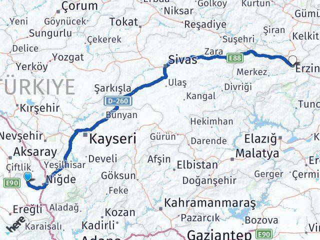 Altunhisar Erzincan Arası Kaç Km - Yol Tarifi