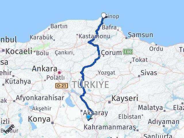 Niğde Altunhisar Sinop Arası Kaç Km - Yol Haritası