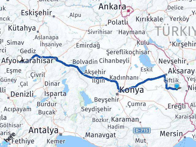 Niğde Altunhisar Uşak Arası Kaç Km - Yol Haritası