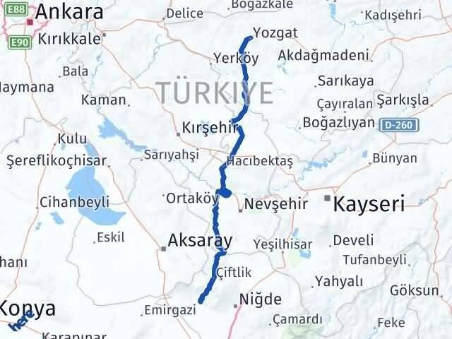 Niğde Altunhisar Yozgat Arası Kaç Km - Yol Haritası
