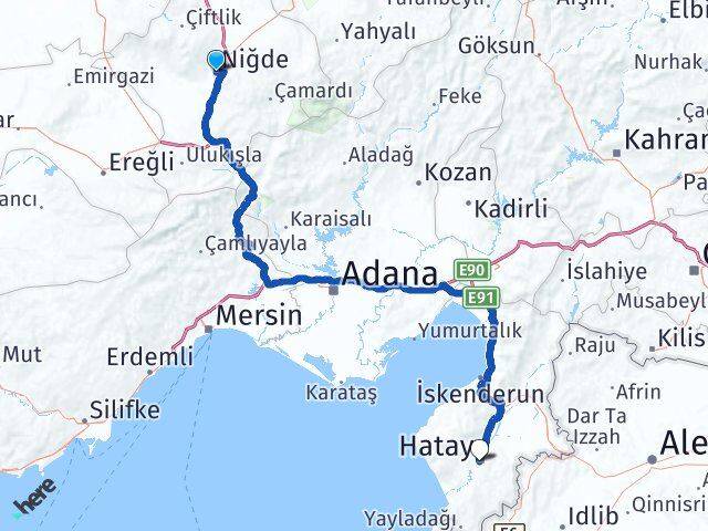 Niğde Antakya Hatay Arası Kaç Km - Yol Haritası