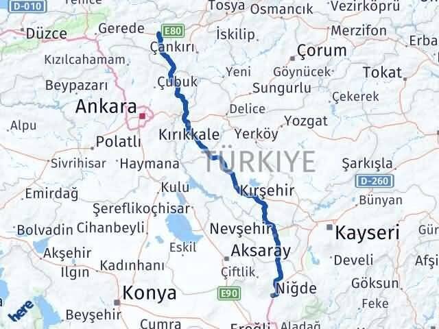 Niğde Atkaracalar Arası Kaç Km - Yol Tarifi