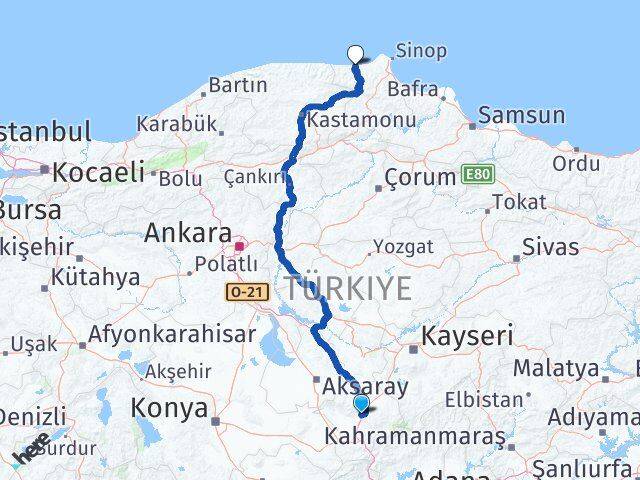 Niğde Ayancık Sinop Arası Kaç Km - Yol Haritası