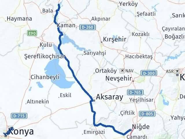 Niğde Bahşili Kırıkkale Arası Kaç Km - Yol Haritası