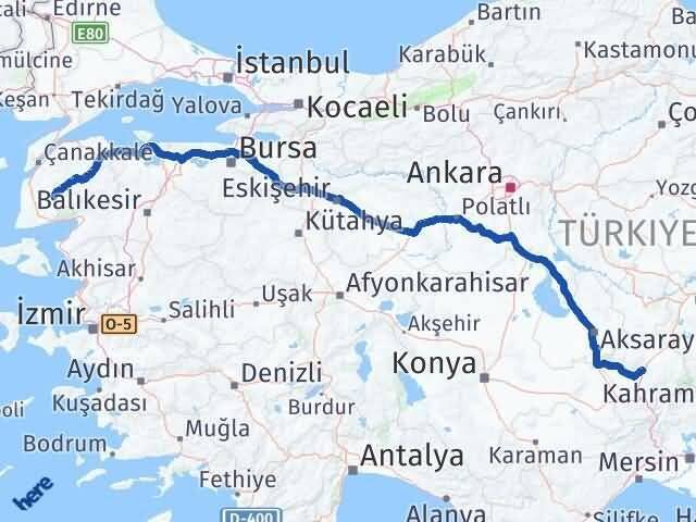 Niğde Bayramiç Çanakkale Arası Kaç Km - Yol Haritası