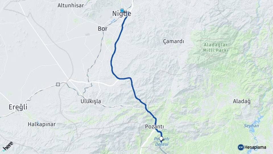 Niğde Belemedik Pozantı Adana Arası Kaç Km - Yol Haritası
