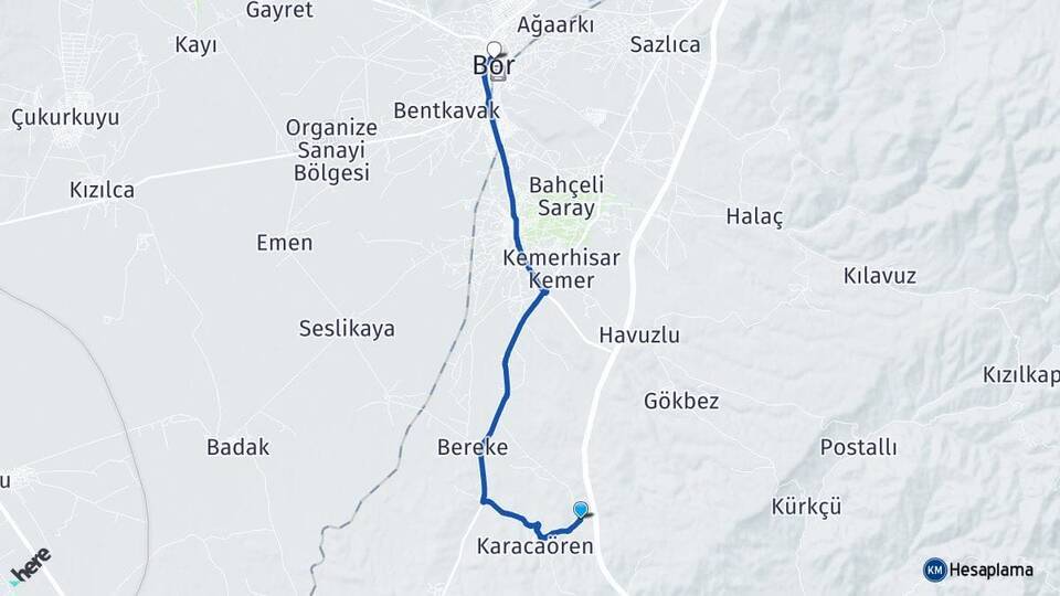 Kavuklu Bor Arası Kaç Km - Yol Tarifi