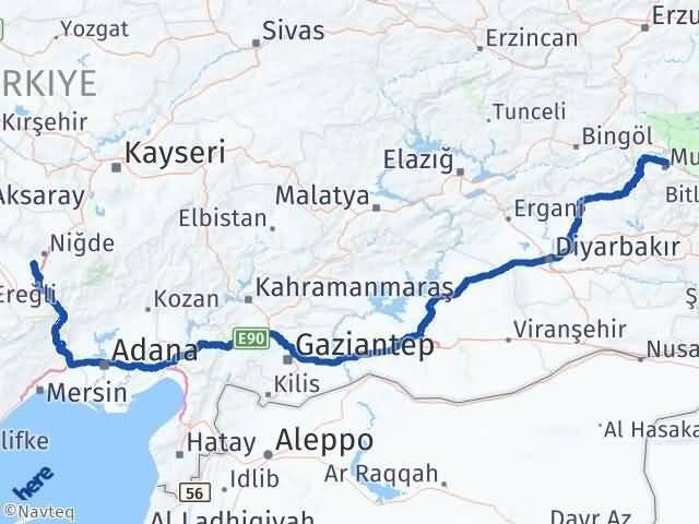Niğde Bor Muş Arası Kaç Km - Yol Haritası