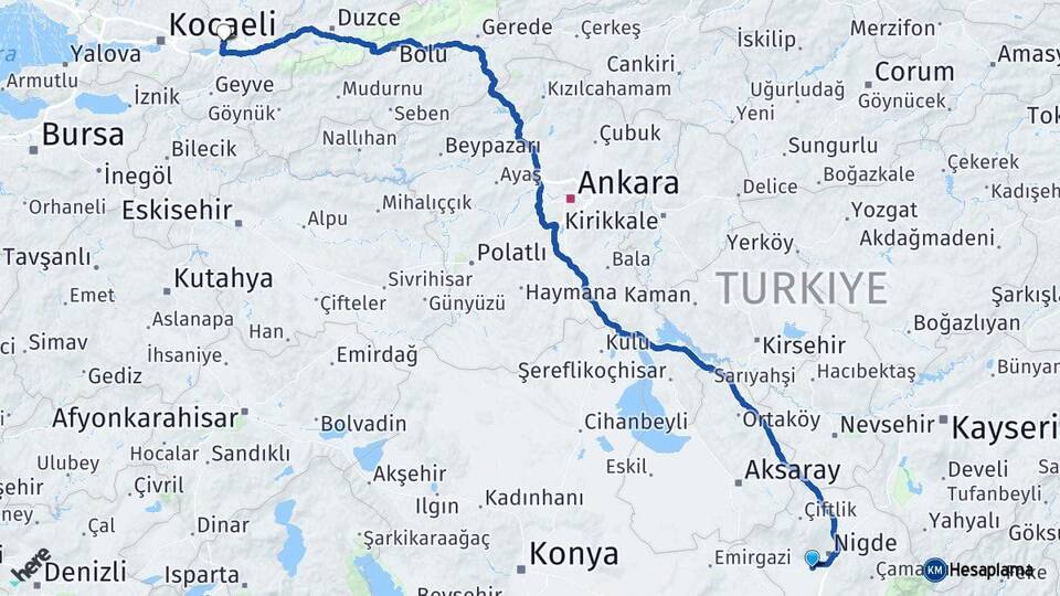 Niğde Bor Sakarya Arası Kaç Km - Yol Haritası