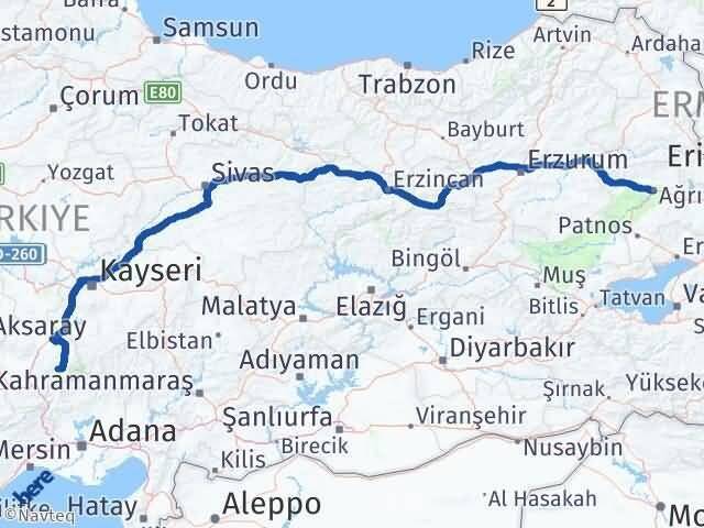 Niğde Çamardı Ağrı Arası Kaç Km - Yol Haritası