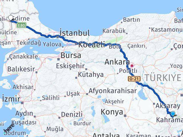 Niğde Çamardı Edirne Arası Kaç Km - Yol Haritası