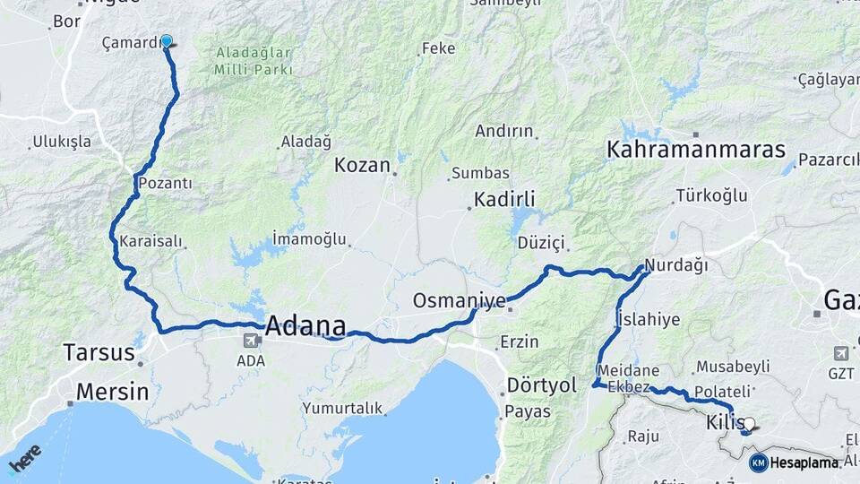 Çamardı Kilis Arası Kaç Km - Yol Tarifi