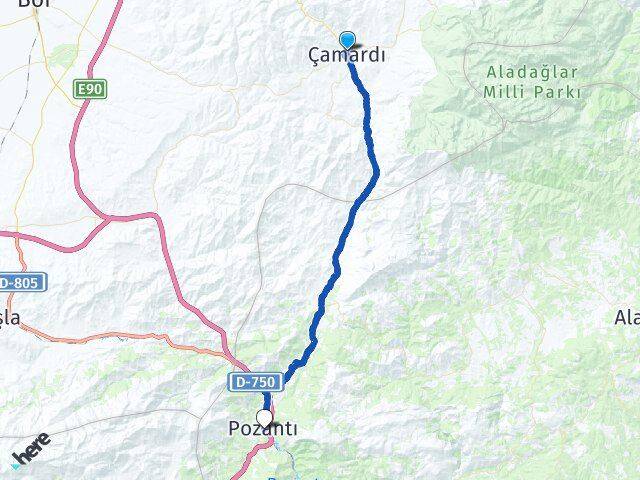 Niğde Çamardı Pozantı Adana Arası Kaç Km - Yol Haritası