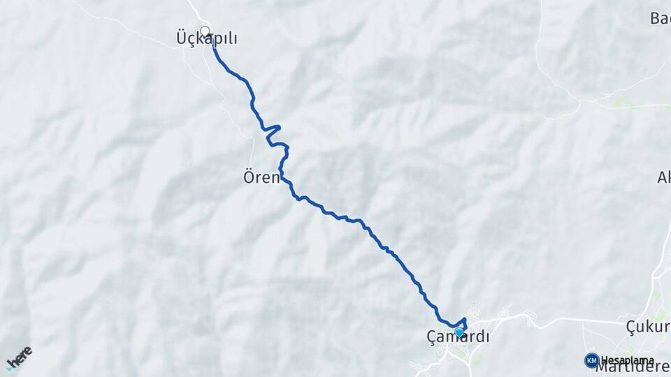 Niğde Çamardı Üçkapılı Çamardı Arası Kaç Km - Yol Haritası
